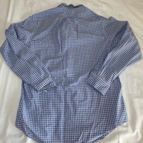 Polo Ralph Lauren Mens Medium Blue Plaid Cotton Oxford Button Down Shirt Preppy - Picture 8 of 8